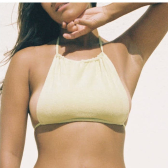 NWT Stone Fox Swim Piper Bikini Top, Sandstone Terry size XS Backless Halter - Picture 8 of 15